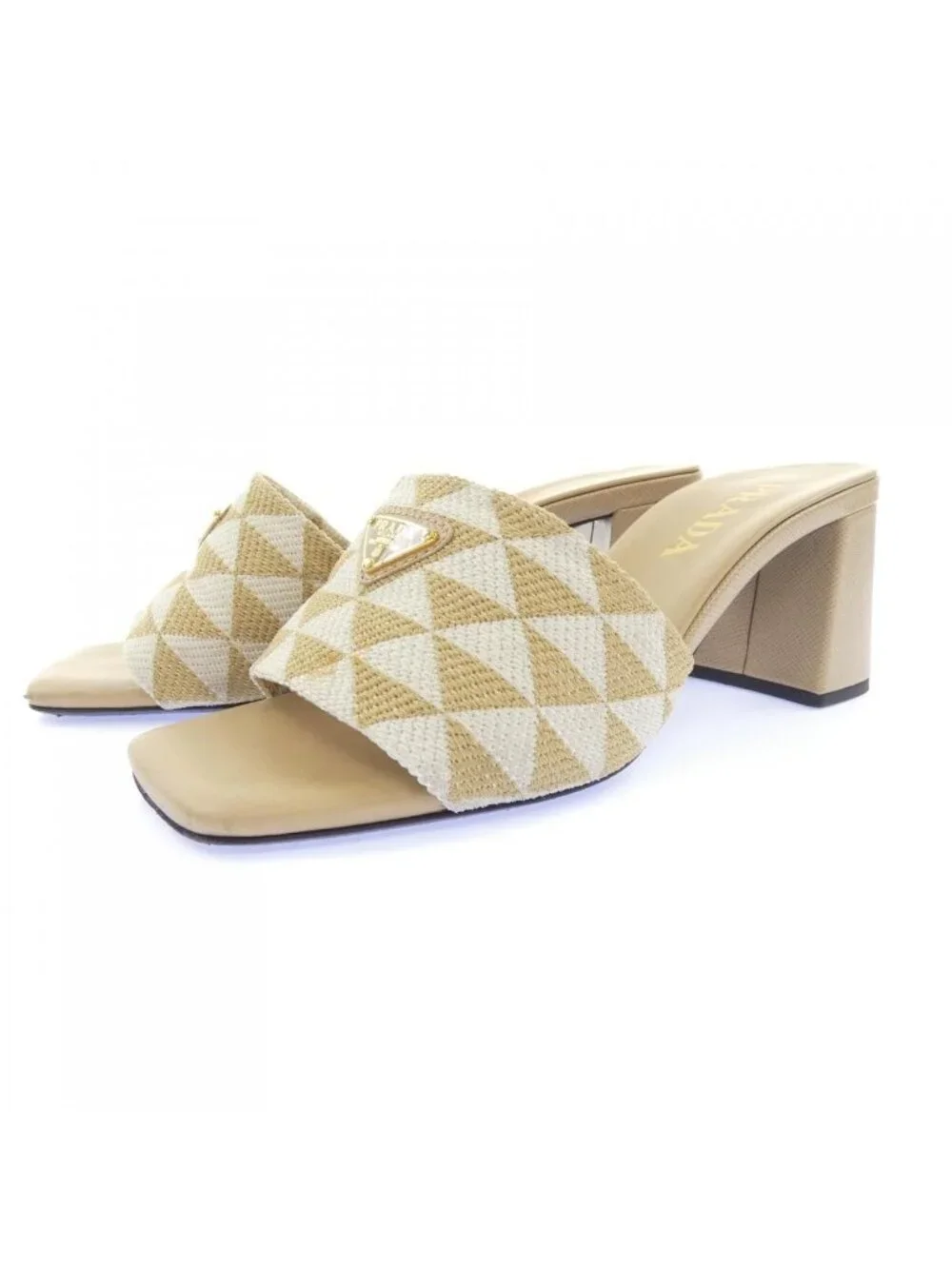 Prada Triangle Logo Sandals